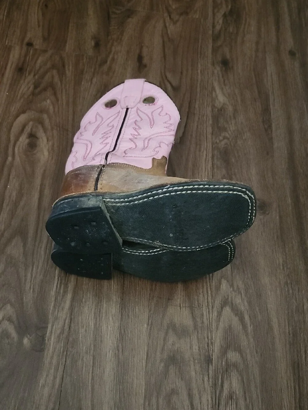 Girls Pink Shaft Brown Leather Boots Size 9